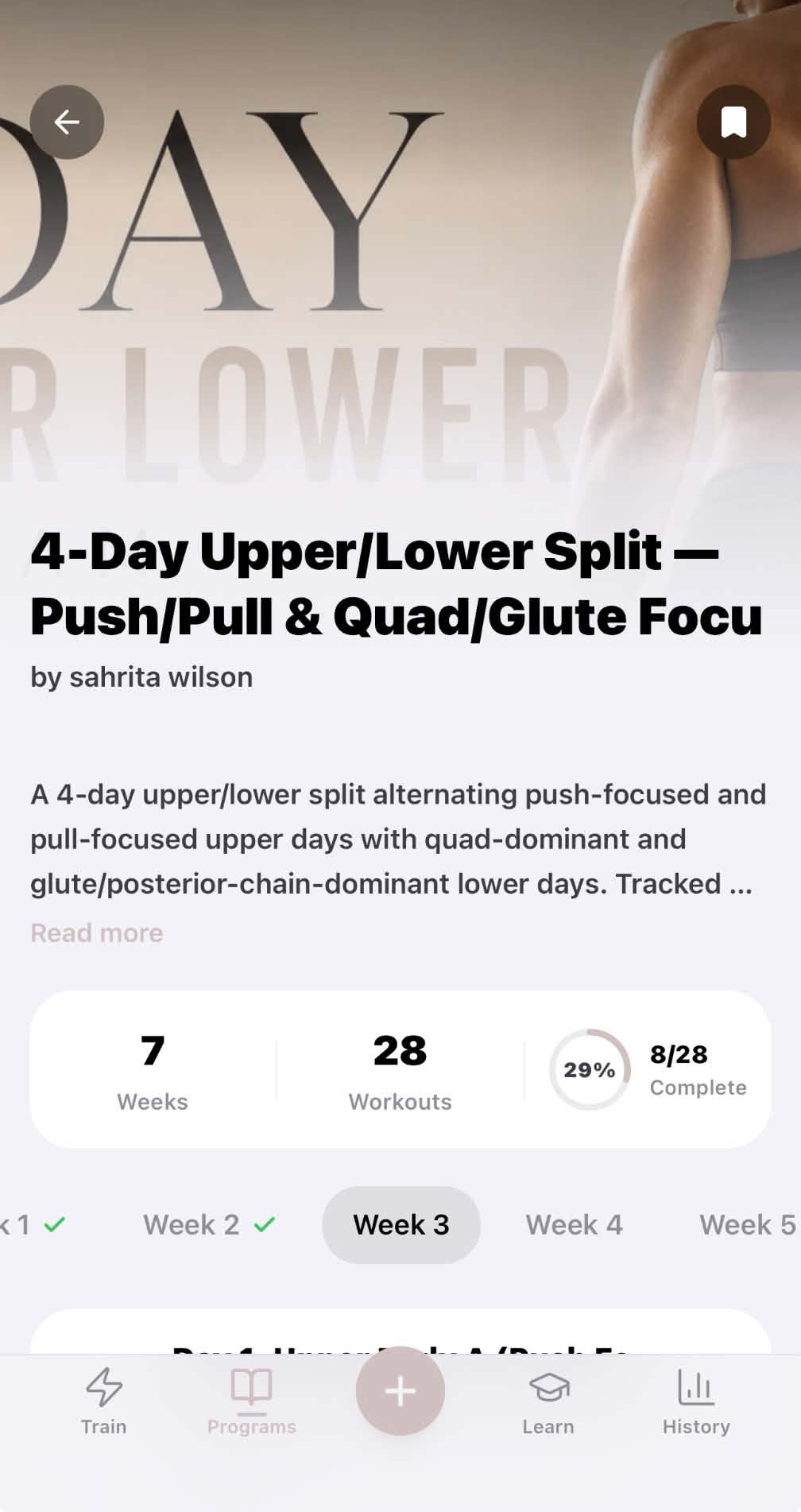 Personalized training program in the HPC App