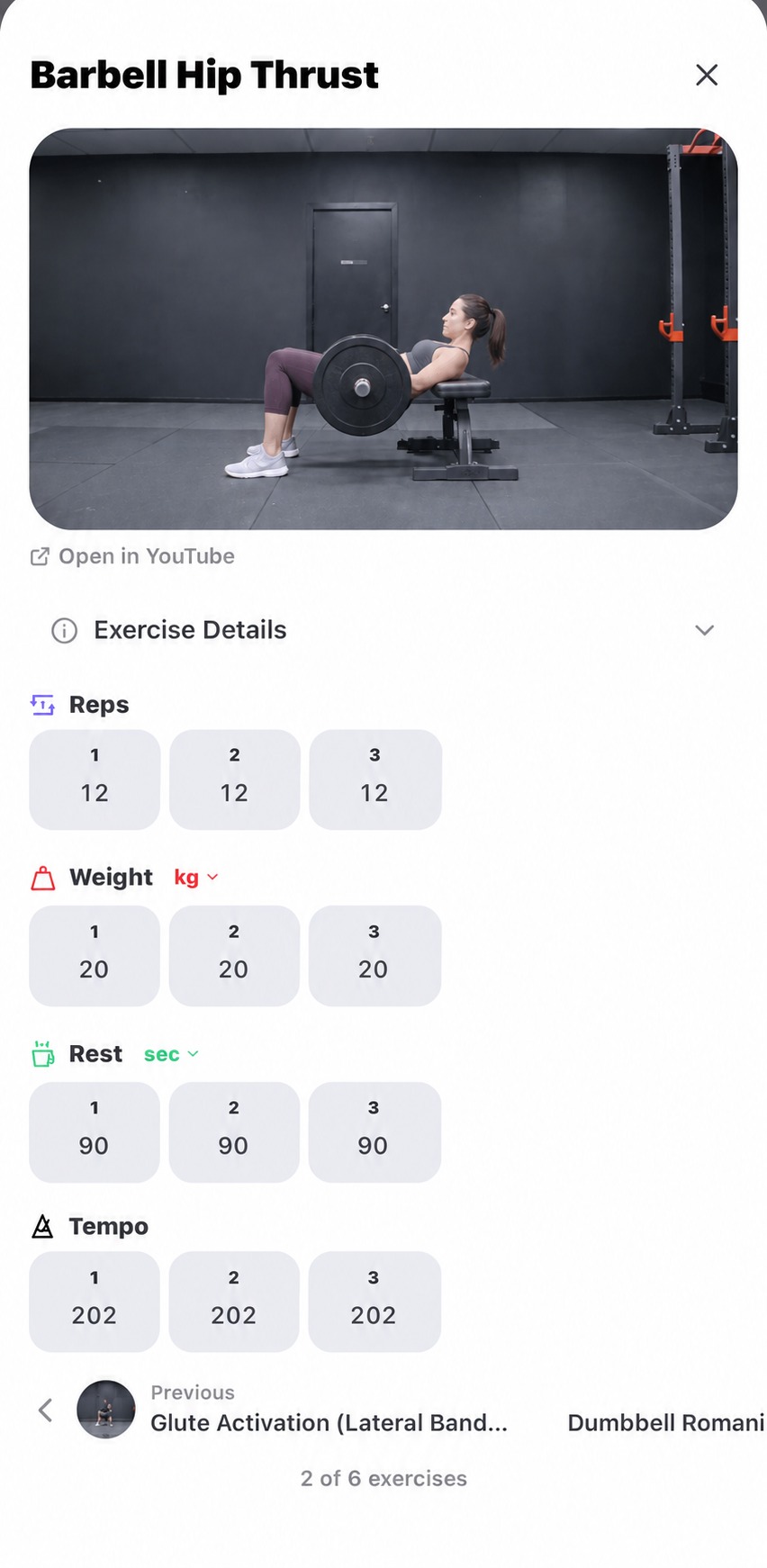 Exercise video detail in the HPC App