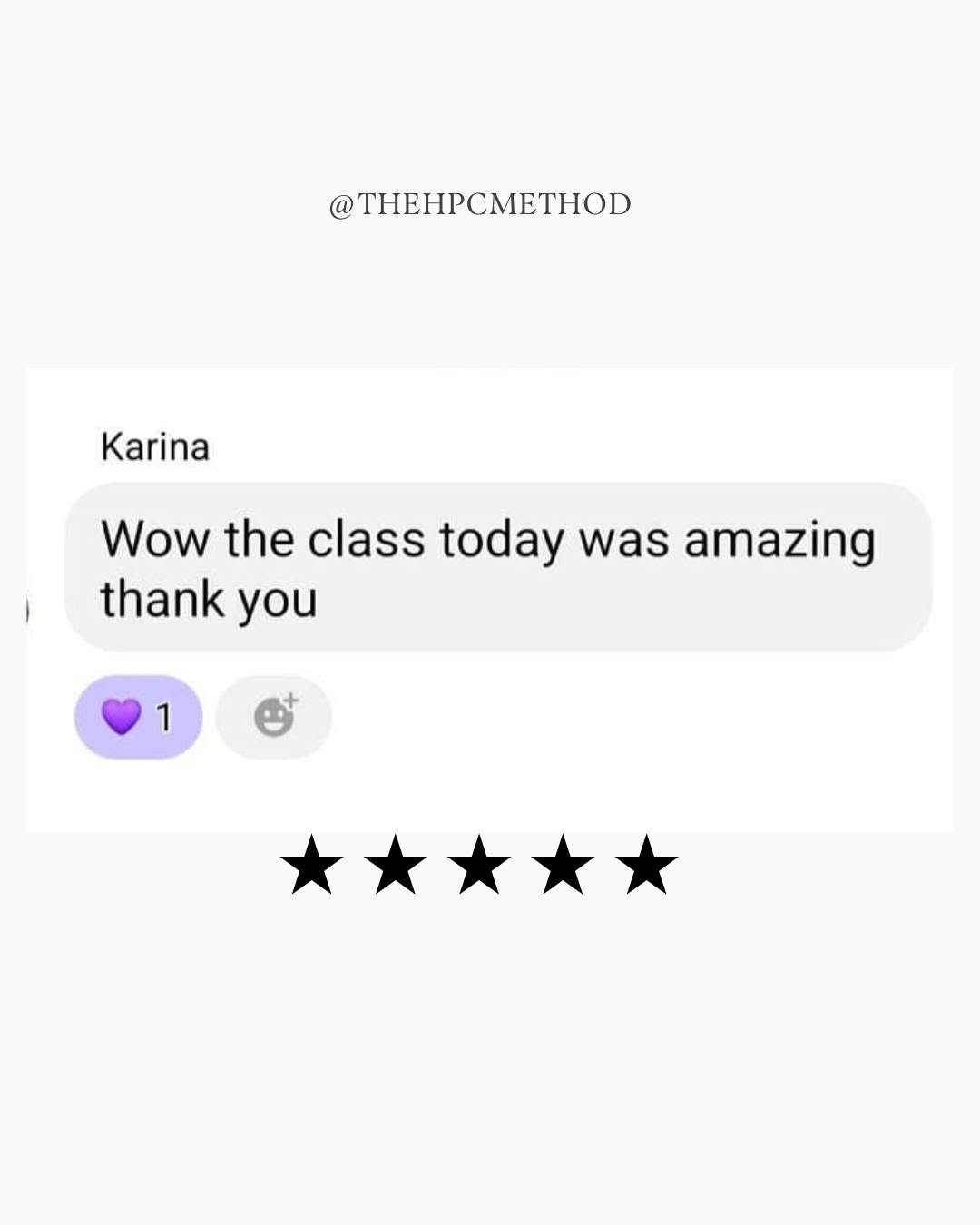 Client message from Karina: wow the class today was amazing thank you